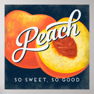 Pfirsich Vintage Frucht Etikett Poster