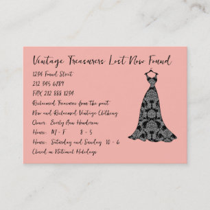 Pfirsich-Vintage-Kleid-Hut Mode-Diva Visitenkarte
