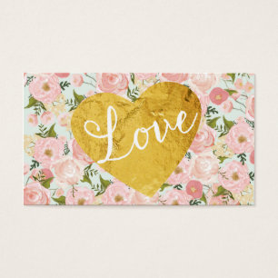 Pfirsich-Vintages BlumenFake-GoldLiebe-Herz Girly