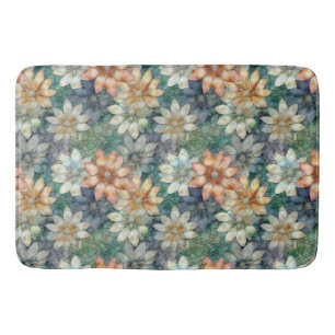 Pfirsich Weiß Blau Grün Floral Badematte