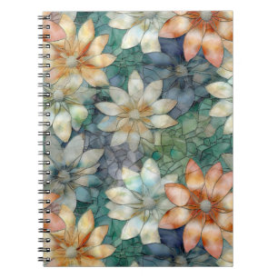 Pfirsich Weiß Blau Grün Floral Notizblock