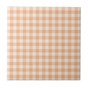 Pfirsich-Weiß Karo Gingham-Muster Fliese
