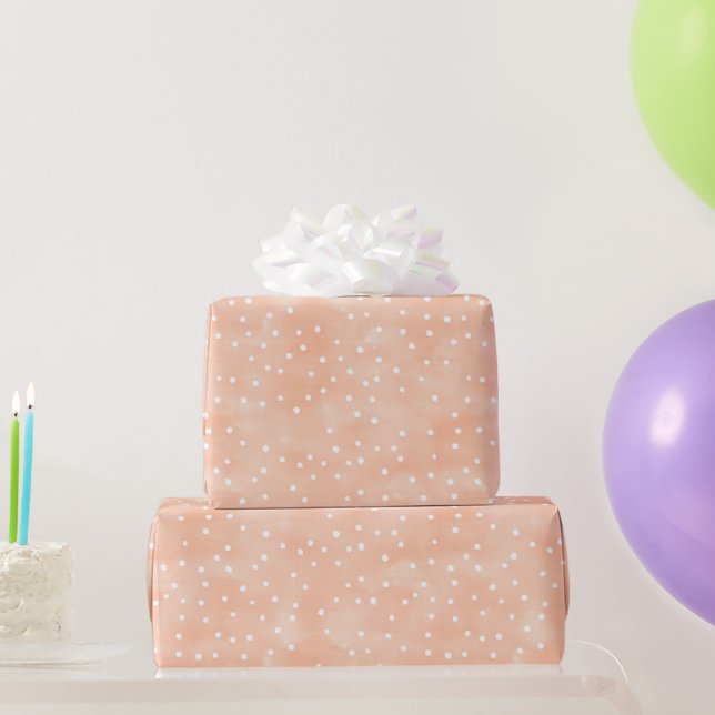 Pfirsich Weiße Punkte Geburtstag Geschenkpapier (Partygeschenke)