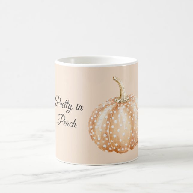 Pfirsich Weiße Punkte Kürbis Kaffeetasse (Mittel)