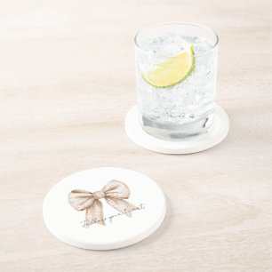 Pfirsich Weiße Schleife Getränkeuntersetzer