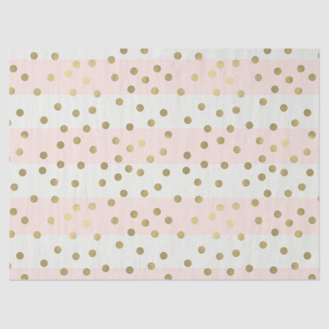 Pfirsich-weißes Gold Stripes Confetti Seidenpapier (Vorderseite)