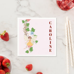 Pfirsich Whimsical Fairy Floral Reben Benutzerdefi Serviette