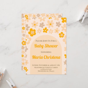 Pfirsich-Wiesen-Blüten-Baby-Shower-Einladung Einladung