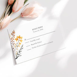 Pfirsich-Wildblumen-Wiesen-Hochzeits-Antwortkarte Dankeskarte