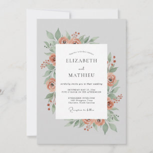 Pfirsich Zarte Blütenhochzeit Einladung