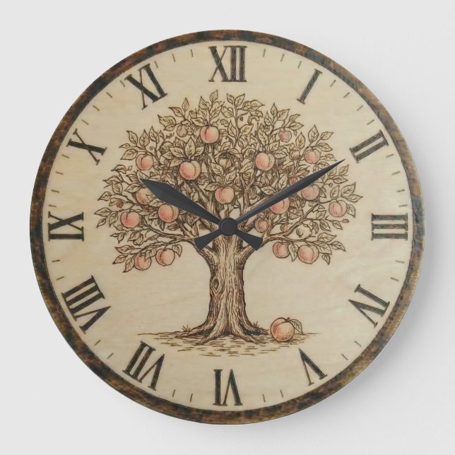 Pfirsichbaum-Wanduhr  Große Wanduhr (Vorderseite)