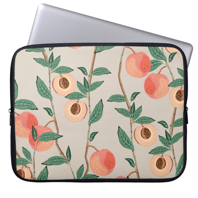 Pfirsichbäume mit Blätter und Früchten auf einem l Laptopschutzhülle (Vorderseite)