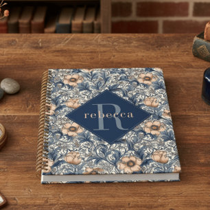 Pfirsichblaue Blumige William-Morris-Elegant-Monog Planer