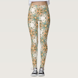 Pfirsichblaue botanische nahtlose Muster Leggings