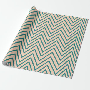 Pfirsichblaue Chevron-Streifen Geschenkpapier