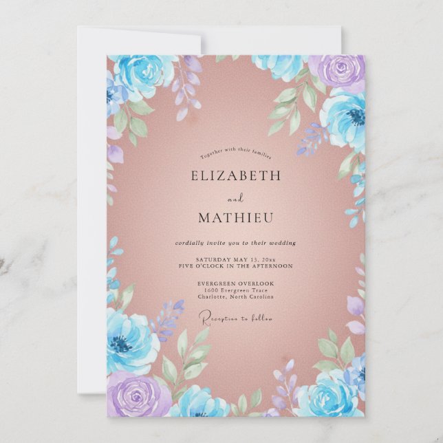Pfirsichblaue Hochzeit Einladung (Vorderseite)