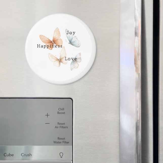 Pfirsichblaue Schmetterlinge Glück Liebe Freude Magnet (In Situ (Kühlschrank))