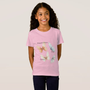 Pfirsichblaue Schmetterlinge Glück Liebe Freude T-Shirt