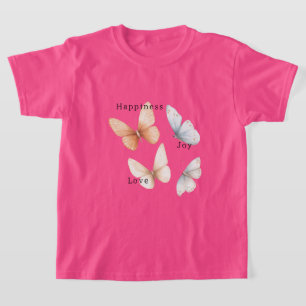 Pfirsichblaue Schmetterlinge Glück Liebe Freude T-Shirt