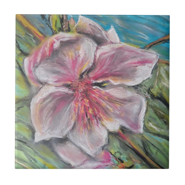 Pfirsichblüte Fliese (Vorderseite)
