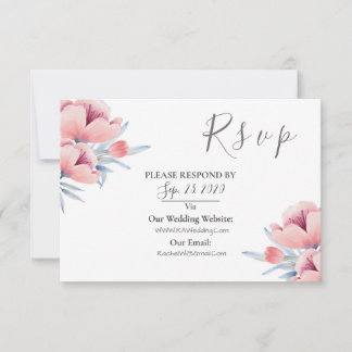 Pfirsichblüte | Florale Hochzeitsantwort RSVP Karte