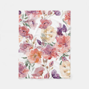 Pfirsichblüten Aquarell Blumen Botanische Blüten Fleecedecke