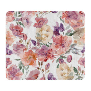 Pfirsichblüten Aquarell Blumen Botanische Blüten Schneidebrett