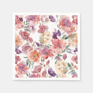 Pfirsichblüten Aquarell Blumen Botanische Blüten Serviette