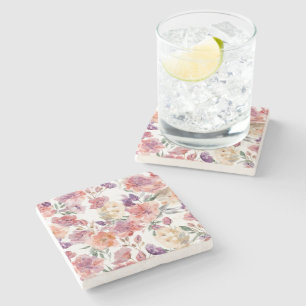 Pfirsichblüten Aquarell Blumen Botanische Blüten Steinuntersetzer