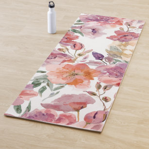 Pfirsichblüten Aquarell Blumen Botanische Blüten Yogamatte