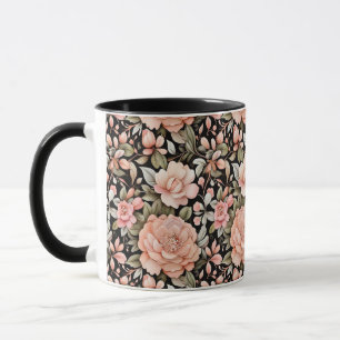 Pfirsichblüten-Aquarell-Grünzeug-Blätter Tasse
