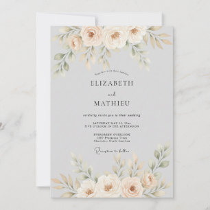 Pfirsichblüten-Botanischer-Floraler Hochzeit Einladung