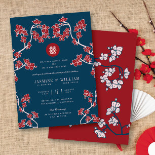 Pfirsichblüten Doppelglücklichkeit chinesische Hoc Einladung