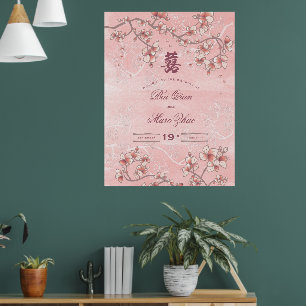 Pfirsichblüten Doppelglücklichkeit chinesische Hoc Poster