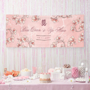 Pfirsichblüten Doppelte Glückseligkeit Chinesische Banner