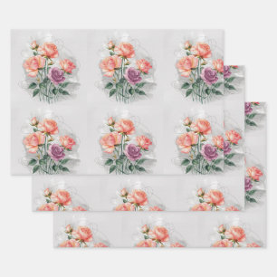Pfirsichblüten Geschenkpapier Set