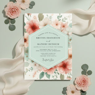 Pfirsichblüten-Hochzeit im Ätherischen Einladung