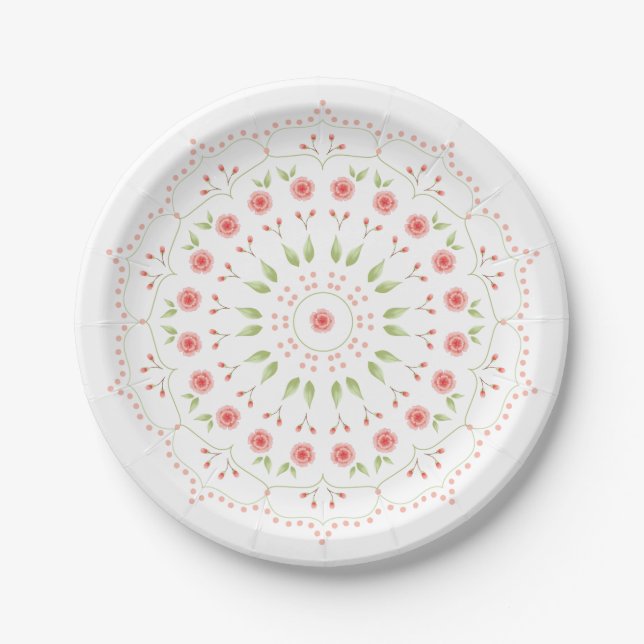 Pfirsichblüten-Mandala-Papierteller Pappteller (Vorderseite)