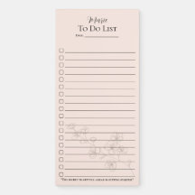 Pfirsichblüten To-Do-Liste-Notizblock/ Elegante Ch