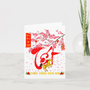 Pfirsichblüten Vietnamesisches Neujahrsfest Pferd Karte