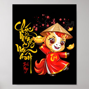 Pfirsichblüten Vietnamesisches Neujahrsfest Pferd Poster