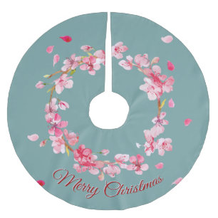 Pfirsichblütenkranz Polyester Weihnachtsbaumdecke
