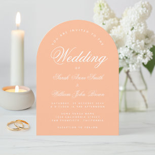 Pfirsichbogen-Hochzeit Einfach Moderne Elegante Sc Einladung