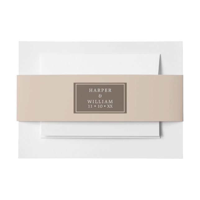 Pfirsichbraun-Hochzeitseinladung Bauchband Einladungsbanderole (Vorderseite Beispiel)