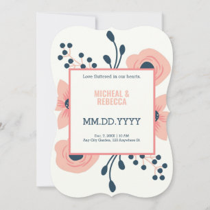 Pfirsichcreme und Blumen rustikale Hochzeit Save The Date