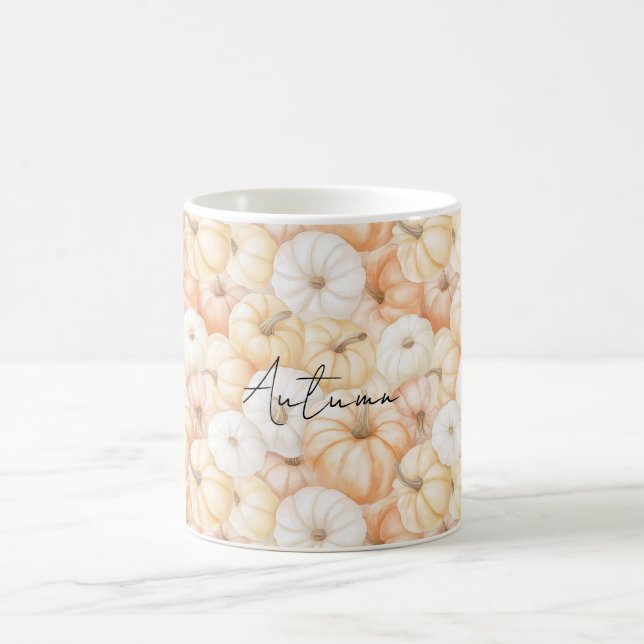Pfirsichcreme Weiße Orange Kürbisse Kaffeetasse (Mittel)