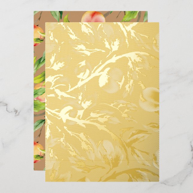 Pfirsiche am Baum Folieneinladung (Vorderseite/Rückseite)