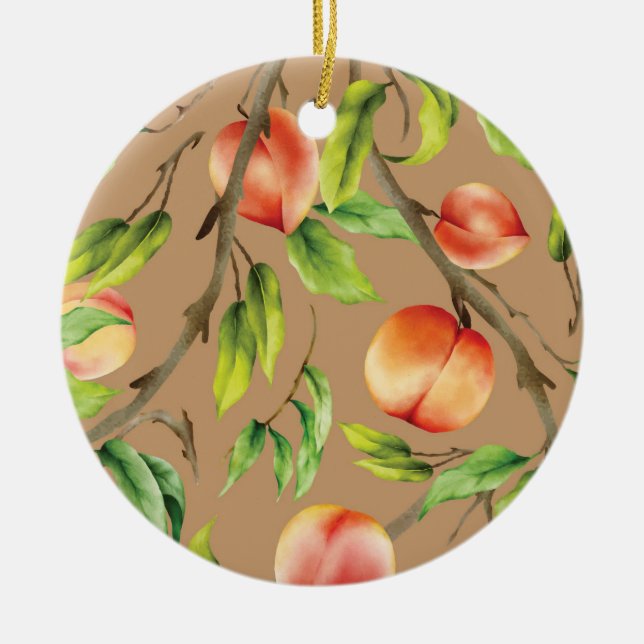 Pfirsiche am Baum Keramik Ornament (Vorne)