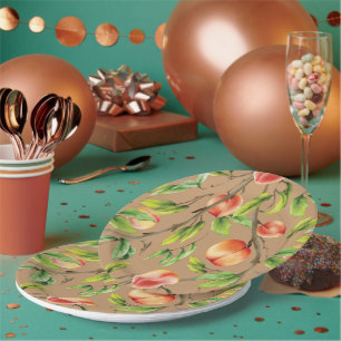 Pfirsiche am Baum Pappteller