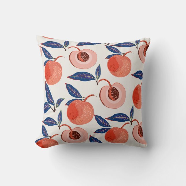 Pfirsiche Apricot Blätter Creme Background Kissen (Vorderseite)
